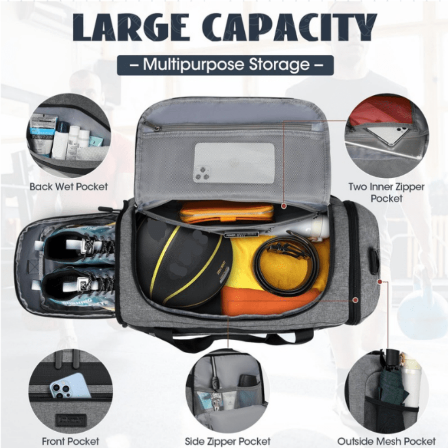 55L Sports Gym Duffel Bag For  - Men'S Shoes Water Resistant recension och pris